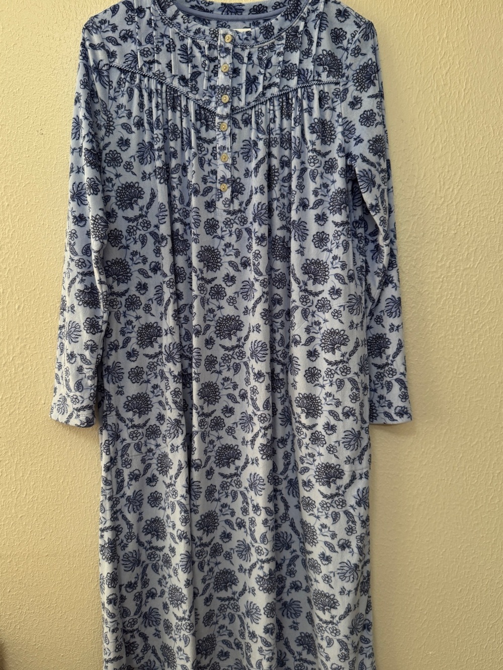 Aria Collection Light Blue Floral Fleece Nightgown